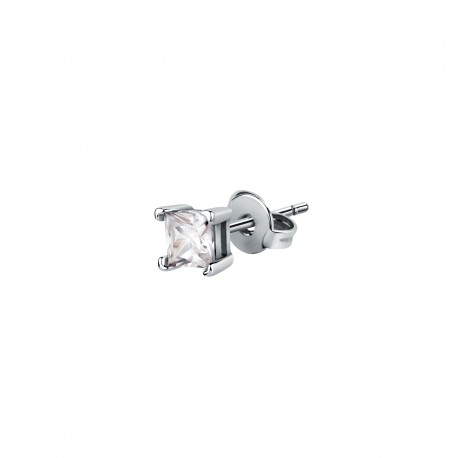 STUD EARRING SS WHITE SQUARED CZ 4MM