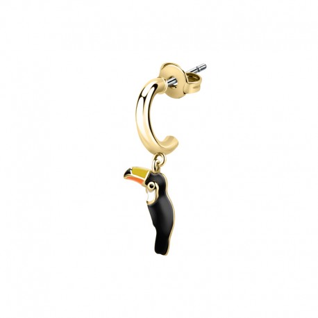 HOOP EARRING YG+ENAMELED TOUCAN