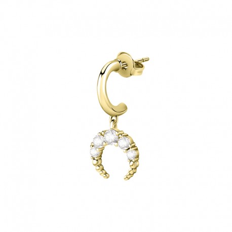 SINGLE EARRINGS BRASS YG MOON+WHITE CZ