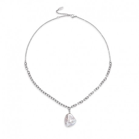NECKLACE TREASURE PEARL STAINLESS STEEL