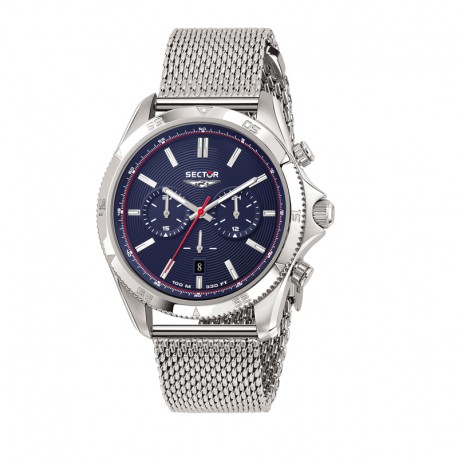 650 45MM CHR BLUE DIAL MESH BR SS