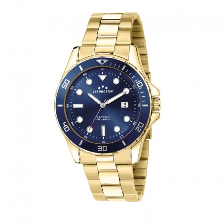 CAPTAIN 43MM 3H BLUE DIAL BR YG