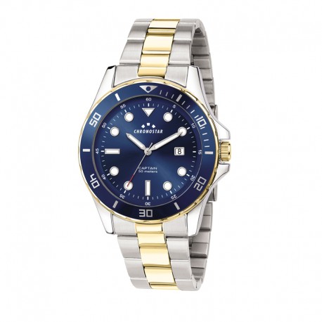 CAPTAIN 43MM 3H BLUE DIAL BR YG+SS