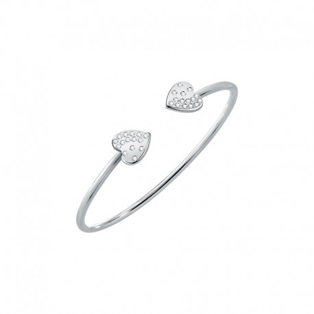 PASSIONI BANGLE SS STEEL+HEART & STONE