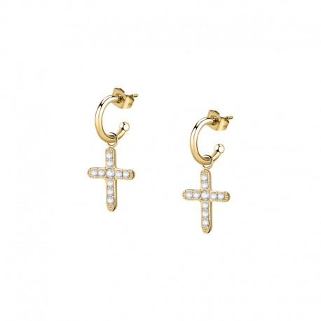 PASSIONI EARRINGS SS+IP GOLD W/CRYSTAL