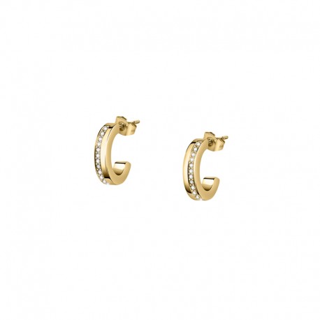 CREOLE EARRINGS SS+IP GOLD W/CRYSTAL