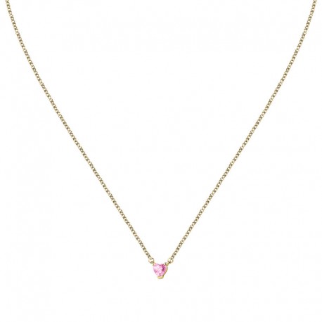 DIAM.HEART YG CHAIN&PEND PINK CZ 38+4CM