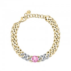 BOSSY CHAIN BR YG+SI+WH/PINK CZ 170+25MM