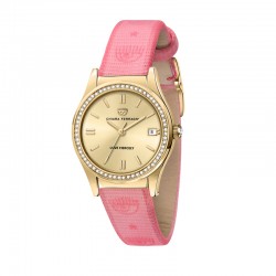 TIMELESS WATCH 32MM 3H YG DIAL PINK STRA