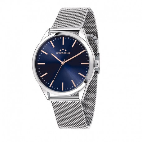 CLASSIQUE 41MM 3H BLUE DIAL SS MESH BR