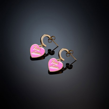 LOVE PARADE EARR.YG/PINK ENAMEL/TL 25MM