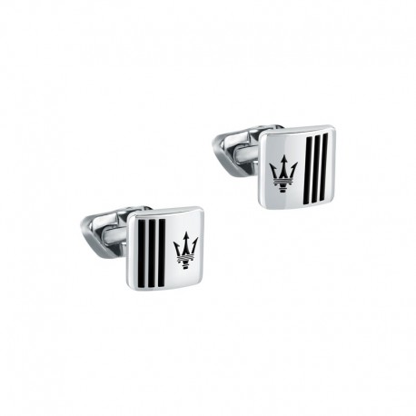 MASERATI J CUFFLINKS SS&BLACK ENAMEL