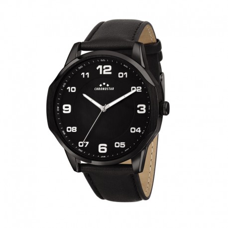 BRAVE 49MM 3H BLACK DIAL BLACK PU ST