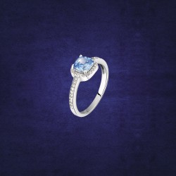 TESORI RING 925% AQU BLUE CUSHION CZ S12
