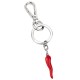 KEYRING SS 34MM LUCKY HORN+RED ENAMEL