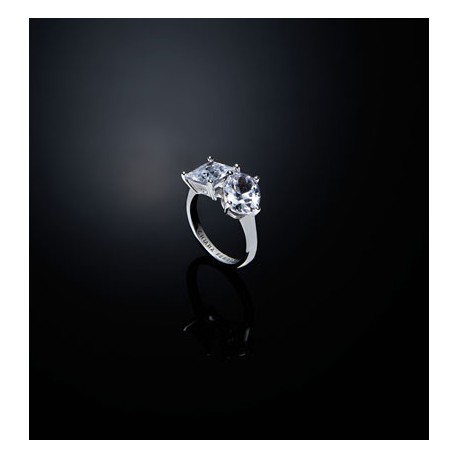 PRINCESS RING SILVER WITH 2PC WH CZ S18