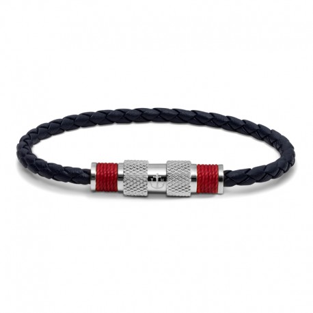 BR SILVER LEATHER BLUE TWINE RED S