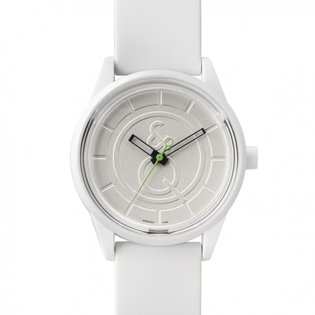 Montre Q&Q ref 001, cad blanc, brac PU blanc