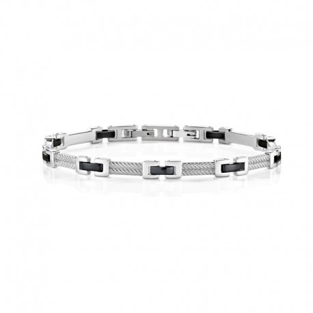 CROSS BRACELET SS+IP BLACK 215MM